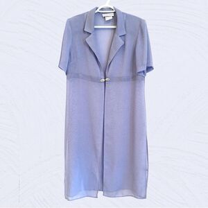 Vintage 90s periwinkle sheer midi open short sleeve blazer